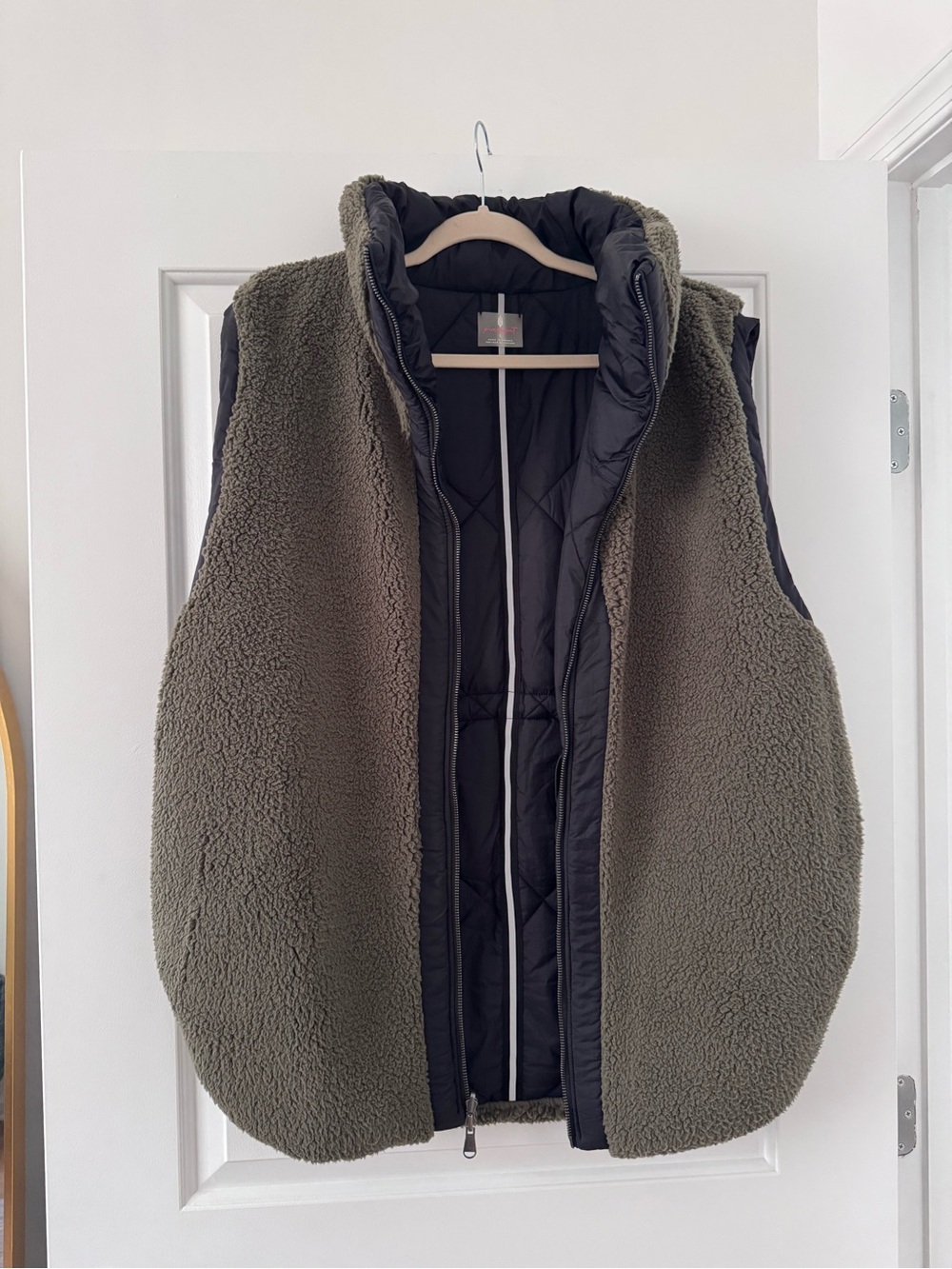 NWOT Olive Sherpa Puffer-Lined Vest